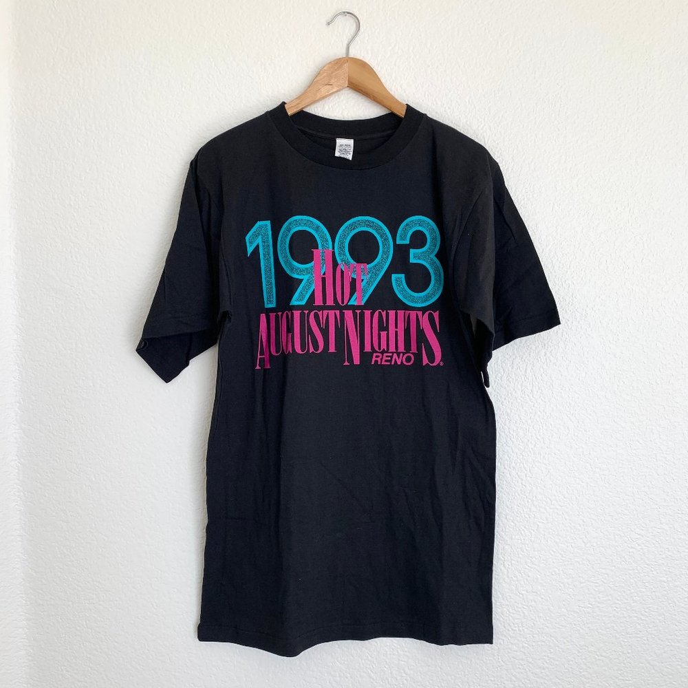 Vintage Neon 90s Hot August Nights Reno Nevada Tee